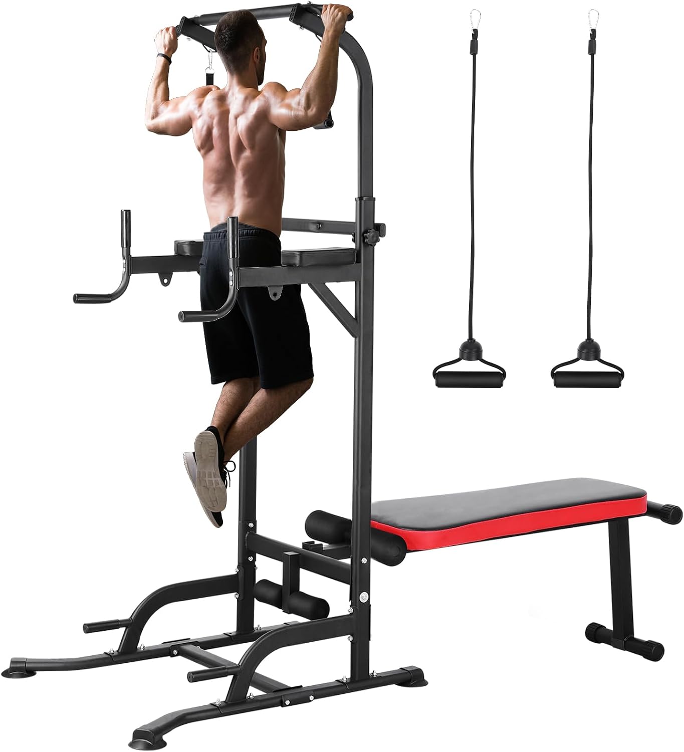 Home Gym Bench - Power Tower dengan Bangku, Rak Pull