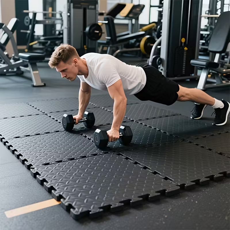 Home Gym Rubber Flooring - Matras Yoga Interlocking 30x30cm 16 Pcs,
