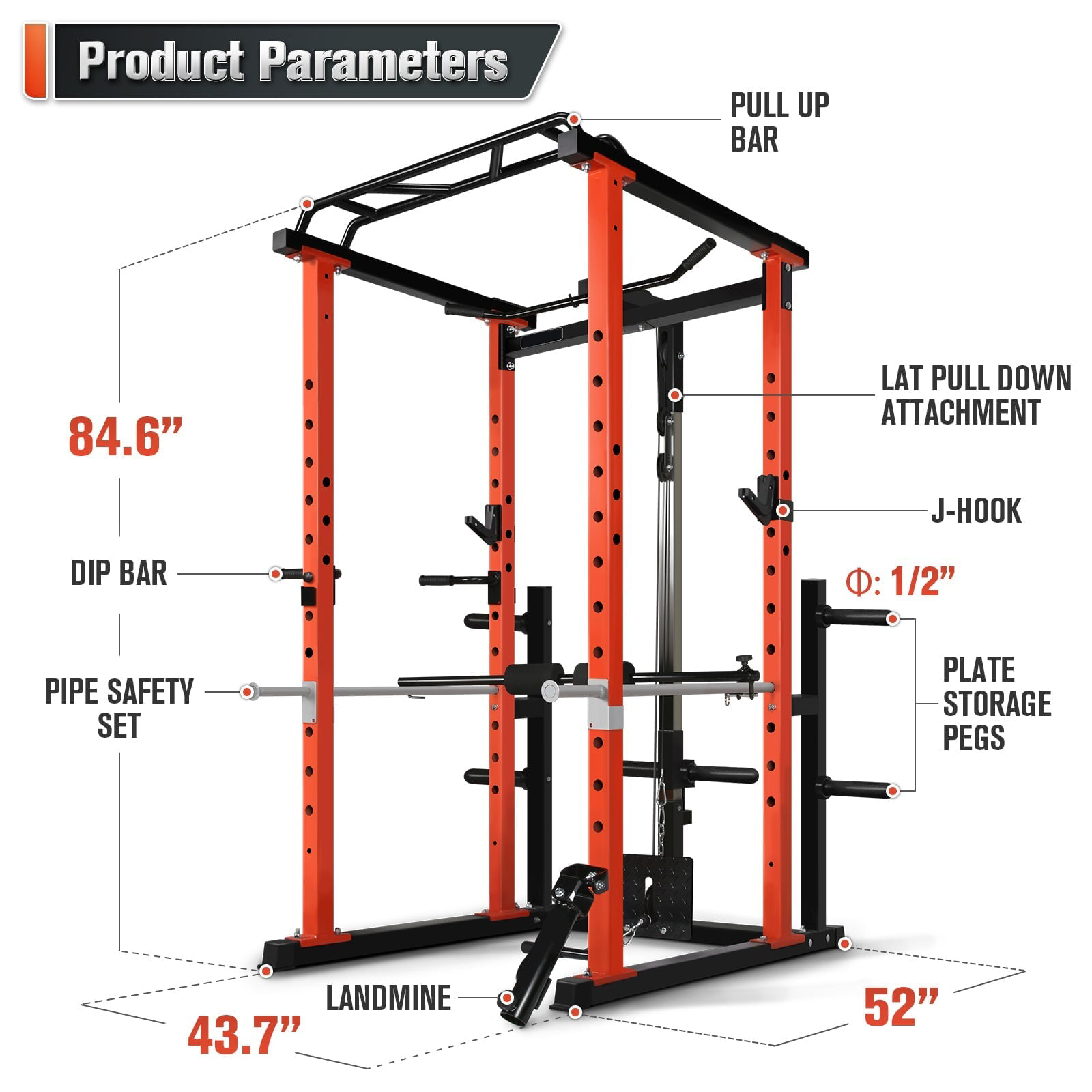 Squat Rack Power - Rak Latihan Multifungsi Komersial untuk Rumah