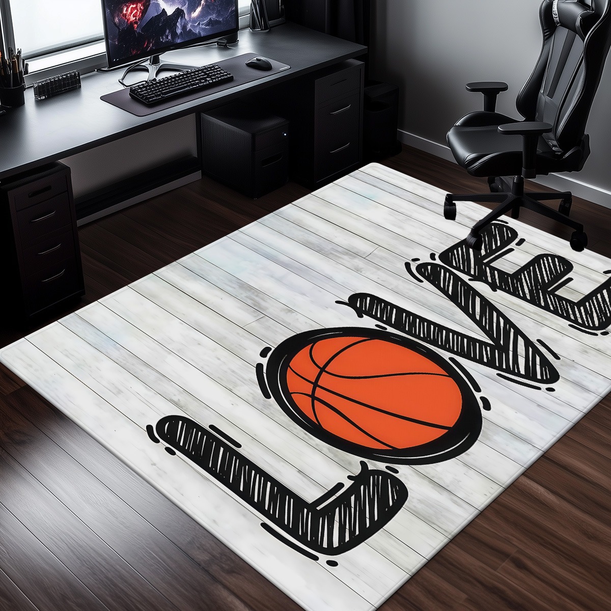 Home Gym And Basketball Court - Karpet bertekstur kayu lapangan basket dengan