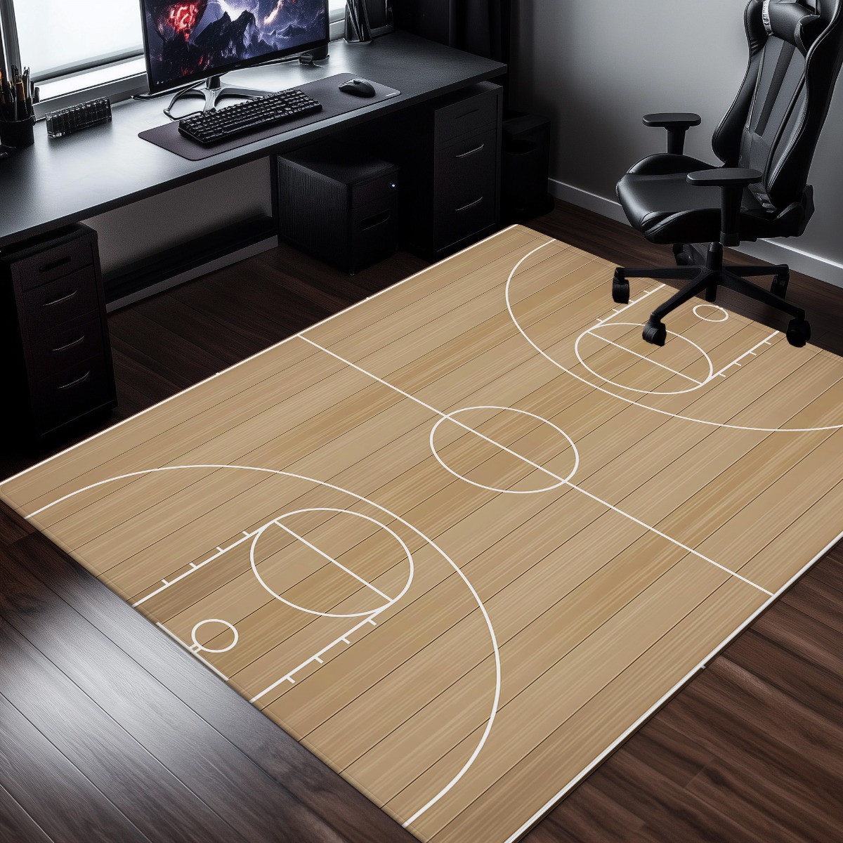 Karpet mewah desain lapangan b - Home Gym And Basketball Court ulasan dan harga