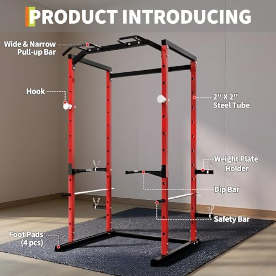 Rak Squat Heavy-Duty dengan Pu - Squat Rack Power ulasan dan harga