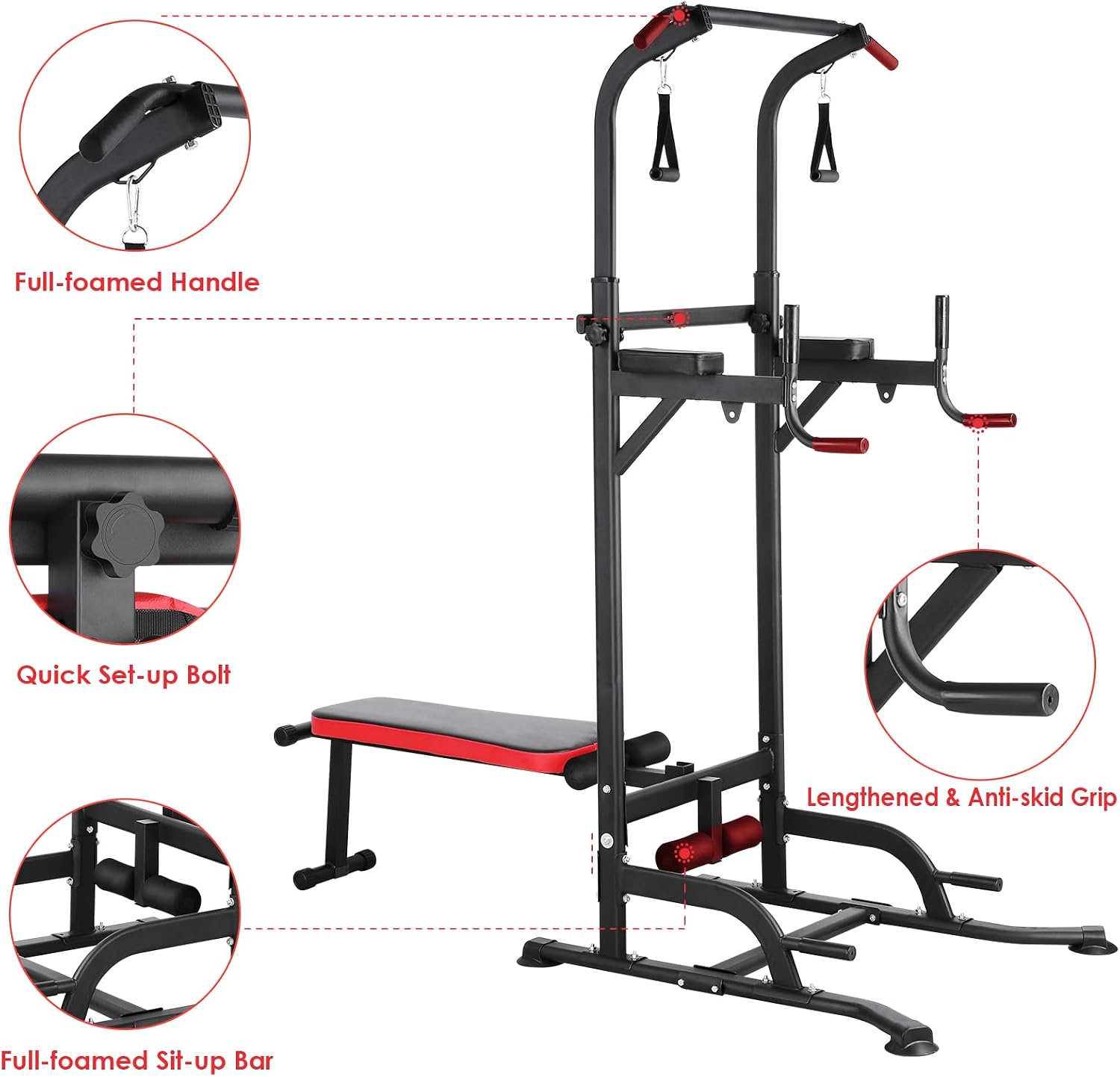 Power Tower dengan Bangku, Rak - Home Gym Bench ulasan dan harga