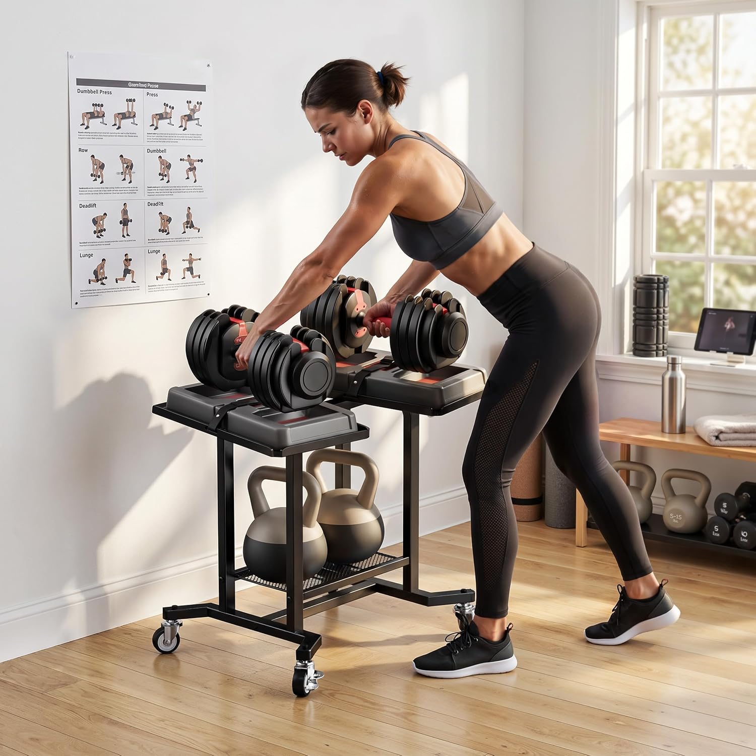 Rak Dumbbell Adjustable, Stand - Home Gym Rubber Flooring ulasan dan harga